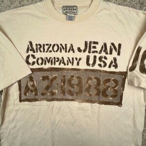 Arizona Jean Company VTG T Shirt Beige Size XL USA Made Graphic 1988 Cotton